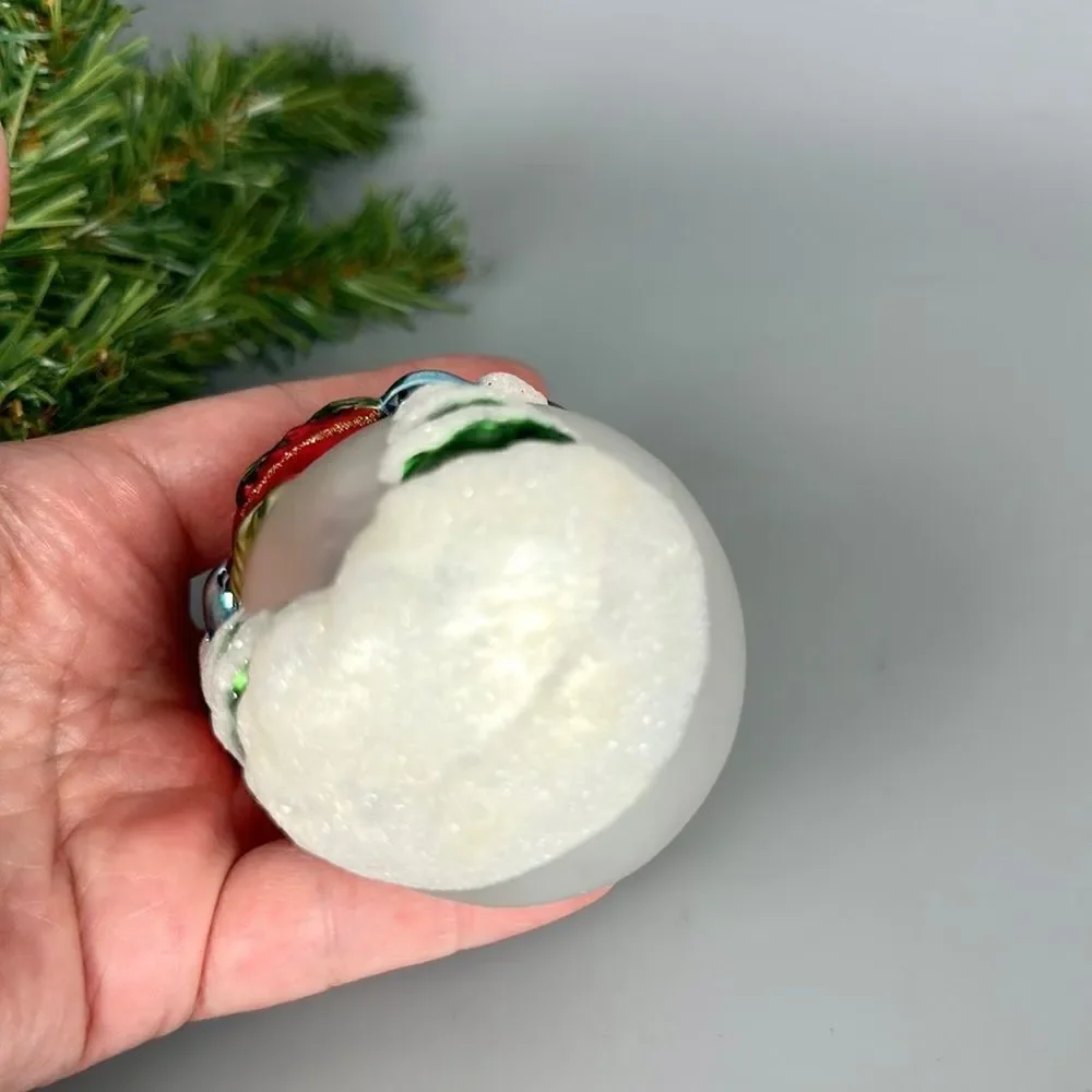 Lao Mai Christmas Ornament Blown Glass Snowman Holding Heart Holiday 5